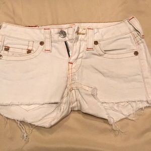 White True Religion Jean Shorts
